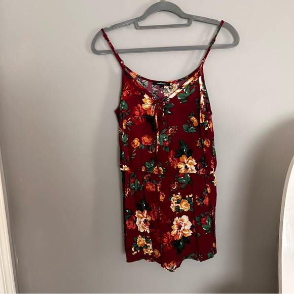 Maroon Floral Romper - Picture 1 of 5